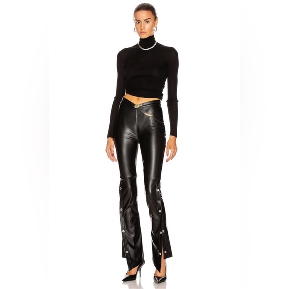 SOLD. NWT Alexander Wang Stretchy Washable Faux Leather Button Pant - Picture 2 of 6